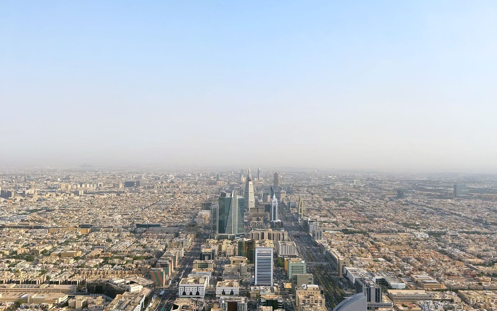 Aerial view of Riyadh's modern skyline, Saudi Arabia