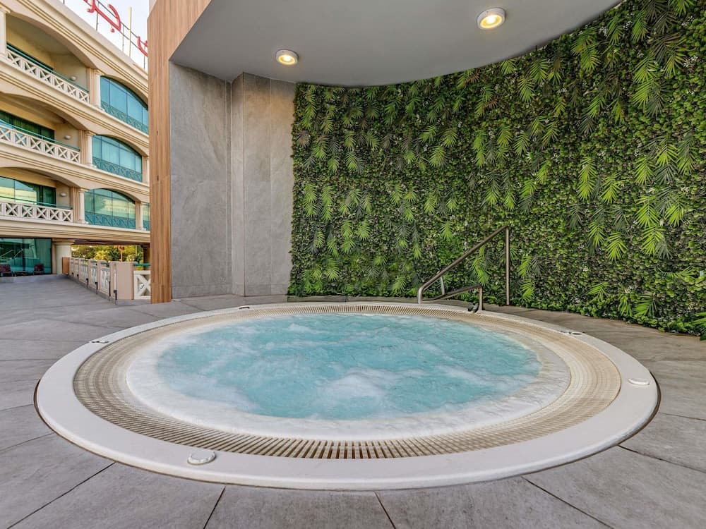 Round whirlpool beside a green wall at Movenpick Grand Al Bustan Dubai