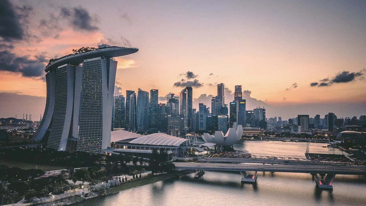 Singapore skyline at sunset