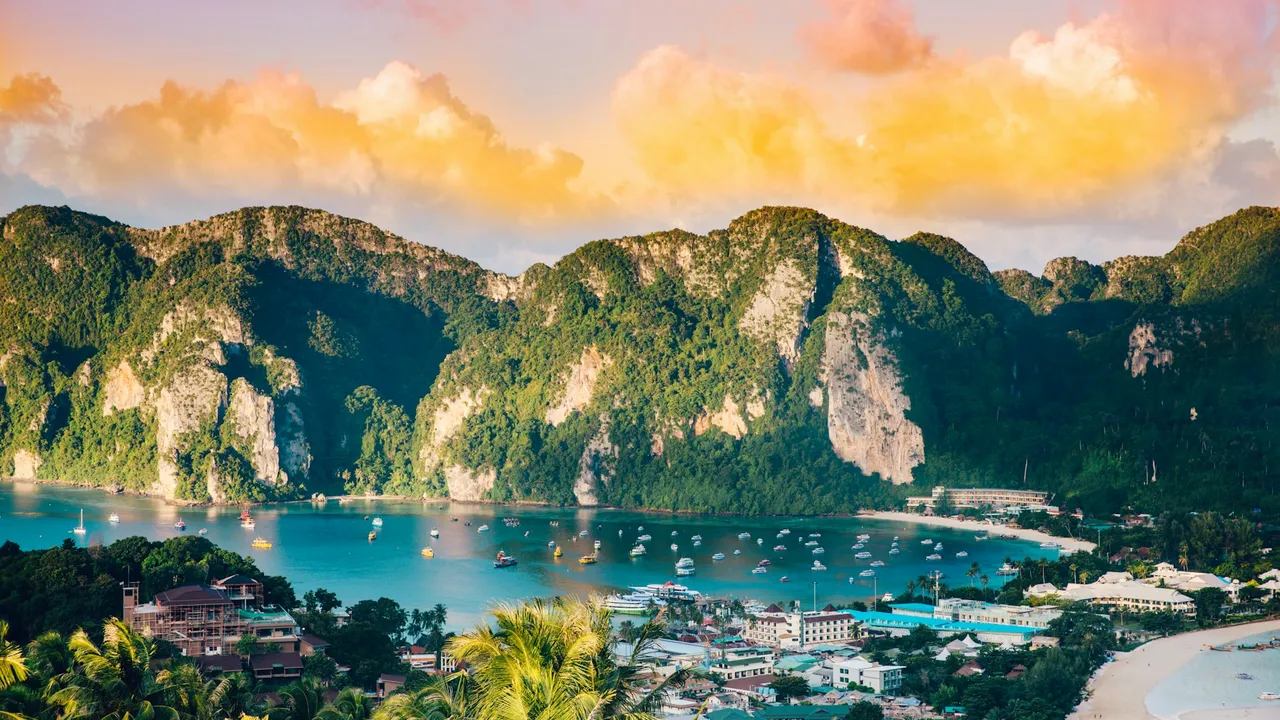 Phi Phi Islands viewpoint at sunset, Thailand